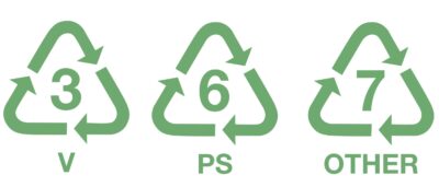 Symbols of Plastic 3, 6 and 7